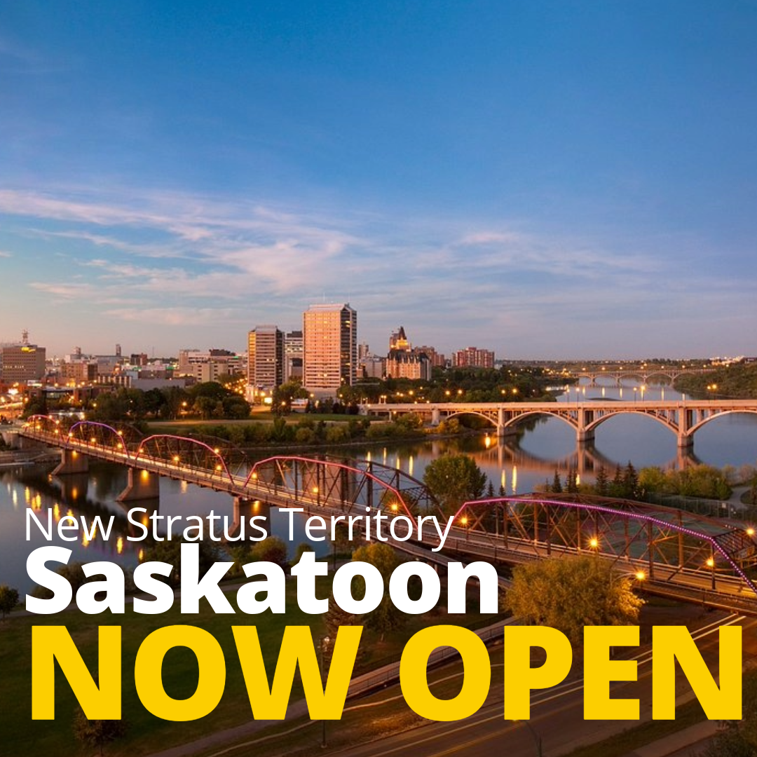 Saskatoon skyline with Now Open Text