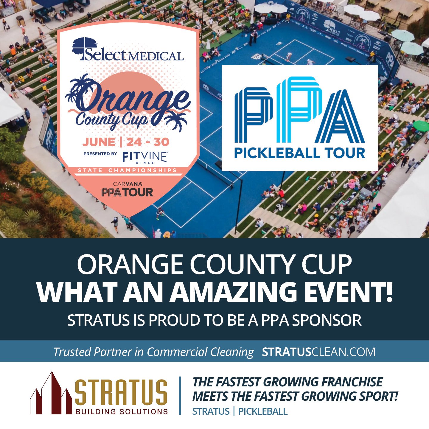 Top View of PIckleball Courts in San Clemente with Text Details for the PPA Event Next Week