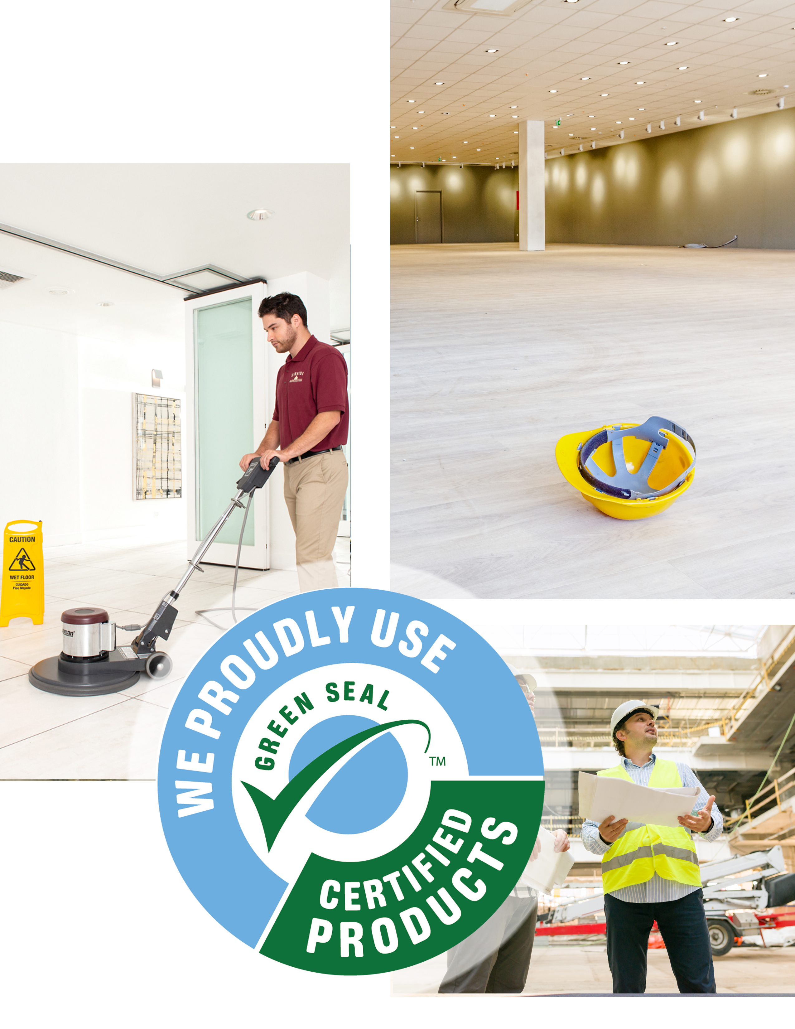 A Worker Cleans the Floor with a Machine