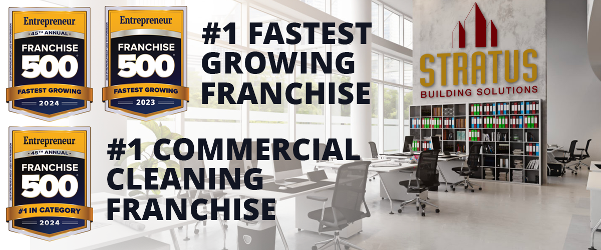 Stratus Building Solutions Fastest Growing Franchise Logo and Clean White Office