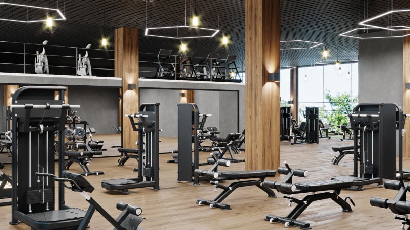 Fitness center disinfection in Alexandria keeping workout equipment sanitized.