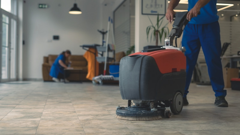 Commercial hard floor care and maintenance in Grand Rapids, including buffing, waxing, and deep cleaning.