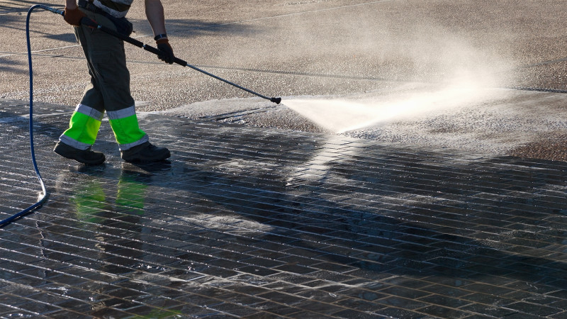 Pressure washing and exterior cleaning services in Charlotte to restore building surfaces and walkways.