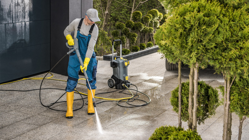 Commercial pressure washing services in Calgary removing dirt, grime, and buildup from exterior surfaces.